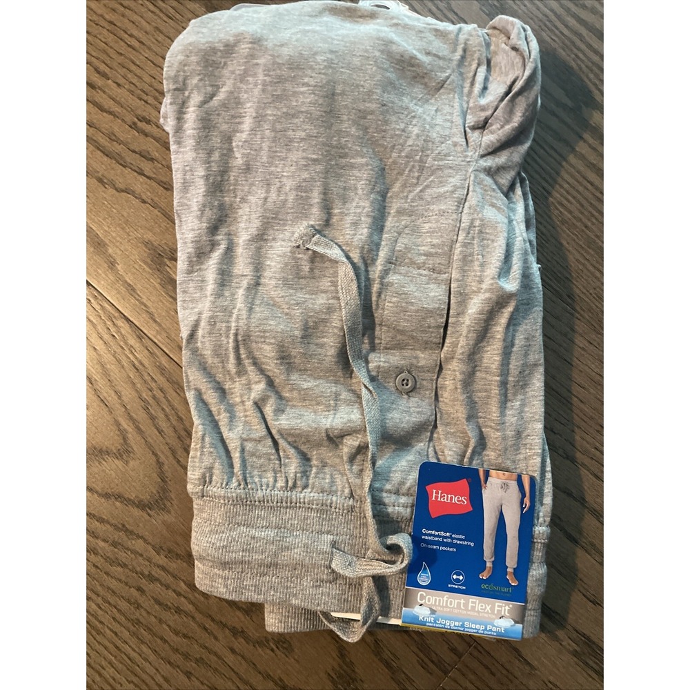 Hanes Men's Knit‎ Jogger Sleep Pant Comfort Flex Fit Ecosmart On-seam Pocket L